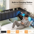 thumbnail image 6 of Corner Bed Frame Twin Size with Storage Bookcase, 3 Drawers, LED Lights & Charging Station, Twin Platform Bed Frame with Upholstered Headboard and Open Shelf, Metal Corner Daybeds for Teens, Black, 6 of 9