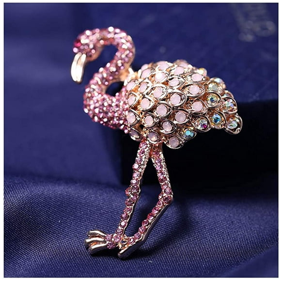 1Pcs Enamel Crystal Animal Flamingo Brooch Pin Fashion Pink Bird Collar Lapel Breastpin Corsage Badge for Women