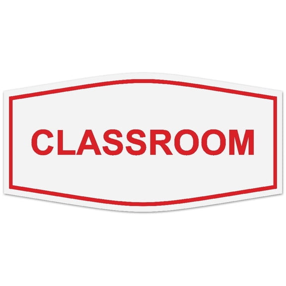 Signs ByLITA Fancy Classroom Sign - Laser-Engraved Lettering | Durable ABS Plastic | Vibrant Colors | Powerful Foam Tape (White/Red) - Large