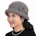 thumbnail image 4 of Winter Knitted Hats With Flower Pattern Ladies Fashion Warm Women Capot, 4 of 5