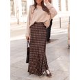 thumbnail image 6 of Brown Polka Dot High Waist Flowing Maxi Skirt Casual Elegant, 6 of 7