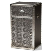 Baxton Studio Cosette Vintage Industrial Silver Metal Floral Accent Cabinet