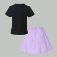 thumbnail image 4 of NIEWTR Toddler Girls Summer Outfit Cotton Top and Shorts Clothing Set 2Pcs Summer Beach Outfits 11-12 Years,Purple, 4 of 9