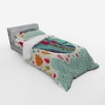 thumbnail image 3 of Whale Duvet Cover Set, Colorful Ornamental Designed Big Whale with Waves Plants and Hearts Around Print, Bedding Set with Shams and Fitted Sheet, 3 Sizes, by Ambesonne, 3 of 3