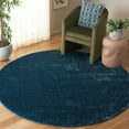 thumbnail image 2 of SAFAVIEH Penelope Braden Solid Shag Area Rug, Navy, 6'7" x 6'7" Round, 2 of 7
