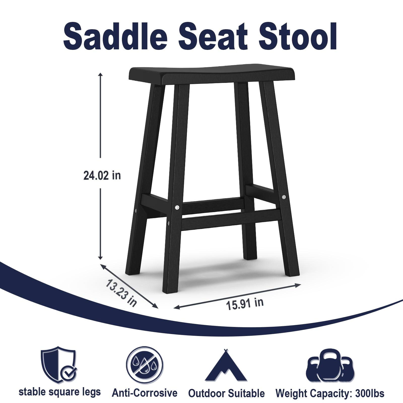 Bar Stools Sturdy Modern Minimalist Resin Bar Stool,Stylish and Durable for Kitchen, Bar and Home Set of 2（24"Inches）