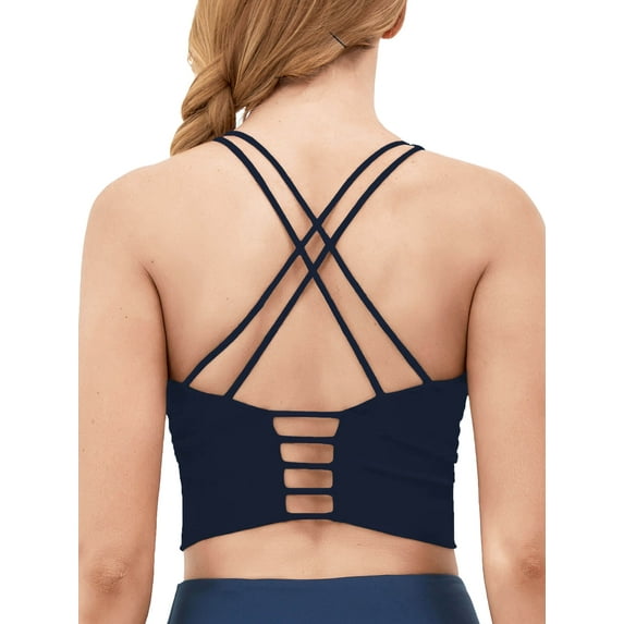 As Rose Rich Strappy Sports Bra for Women Padded Athletic Yoga Bra, L