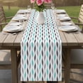 thumbnail image 4 of Teal Grey Striped Table Runner 70 Inches, Modern Abstract Geometric Stripes Bed Runner Dresser Scarves Tabletop for Indoor Outdoor Parties/Ceremony/Banquet, 13" x 70", 4 of 9