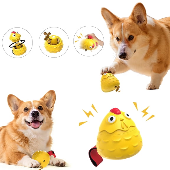 Kawiwi Treat Dispensing Dog Toy, Natural Rubber Chicken Slow Feeder Puzzle with Squeaker for Aggressive Chewers, Teeth Cleaning for Small to Large Dogs