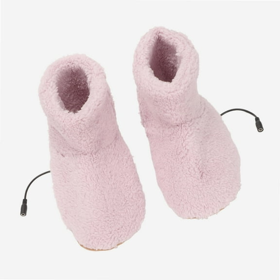 Plush USB Electric Shoe Heating Foot Warmer Flannel Heated Foot Warmer USB Rechargeable Soft Relaxing Heated Booties Electric Plush Warming Shoe Heating Foot Warmer for Cold Winter