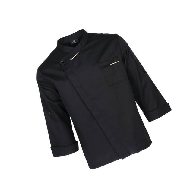 kurtrusly Stylish Chef Jacket Breathable Kitchen Uniforms Work Apparel Chef Coat Black