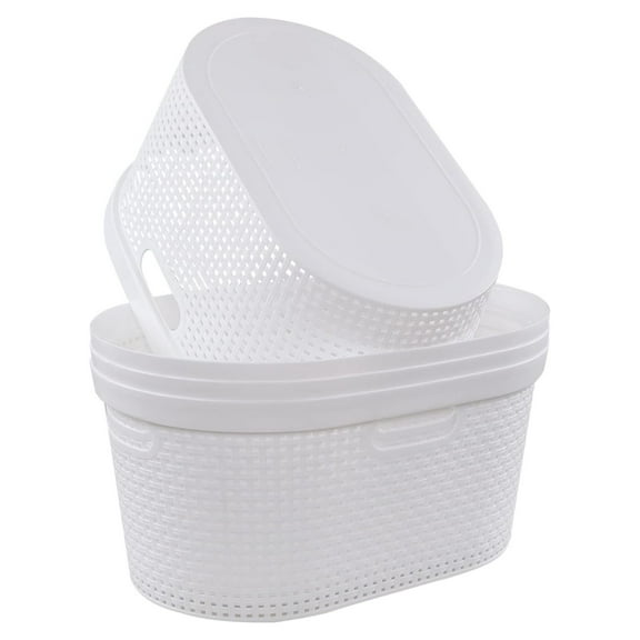 42 L Hip Hugger Laundry Basket, White Plastic Dirty Clothes Basket, 4-Pack