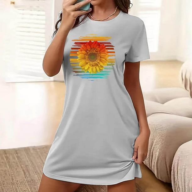 Camisón corto de talla grande para mujer, camisón de manga corta con estampado de pecho a la moda, camisón para mujer
