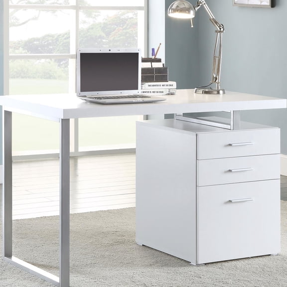 Contemporary Writing Desk In White With 3 Functional Drawers For Offices Rectangular 3 A Stylish Finish Home