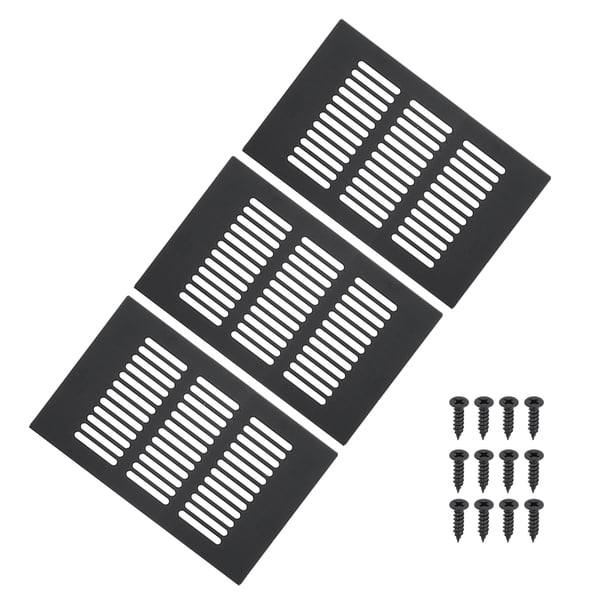 Cubierta de ventilación rectangular Uxcell de 6"x4" 2pcs con rejilla de ventilación y tornillos para gabinete en negro