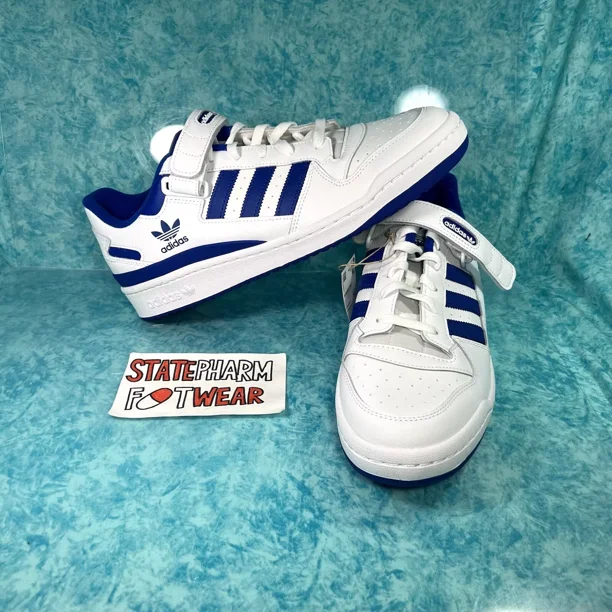 Adi-das Forum Low White Blue Men's Retro Leather Low Top Shoes Size Sneakers