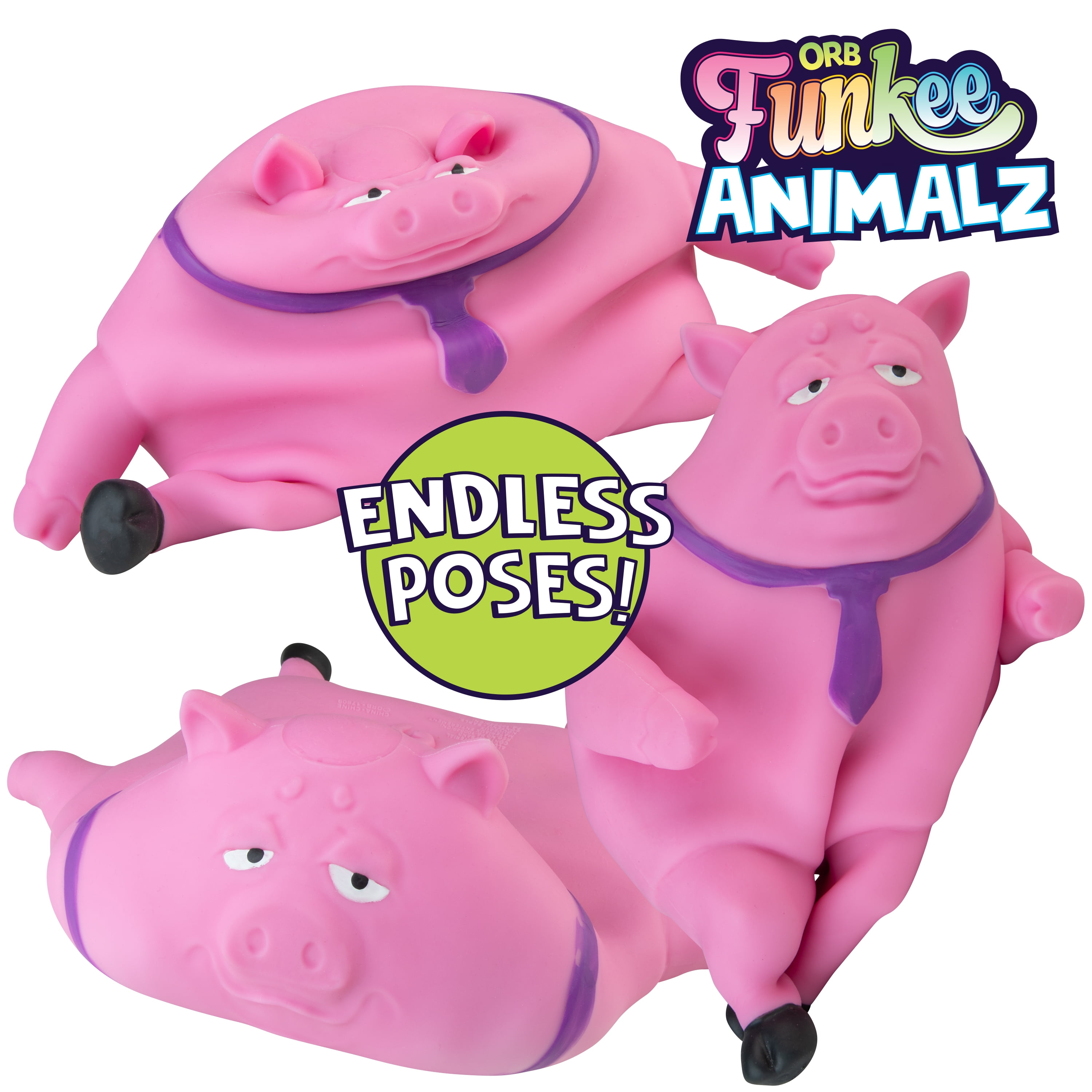 Pig ☆ ORB‚Ñ¢ Funkee Animalz JUMBO Pig in Pink - Squishy Sensory Fidget