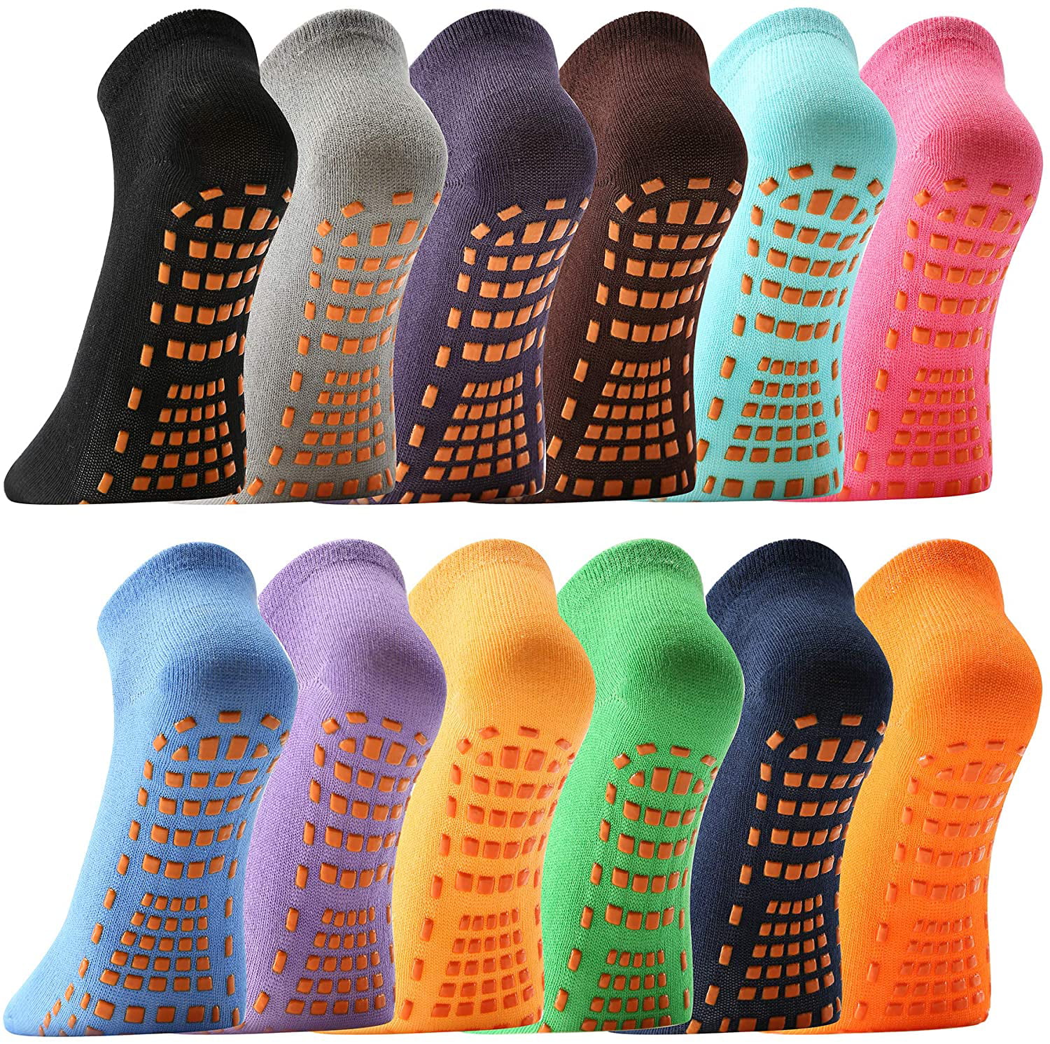 Visland 5 Pairs Non-slip Grip Socks Yoga Pilates Hospital Socks Cushioned  Sole Grip Socks for Men Women Pilates Barre - Walmart.com