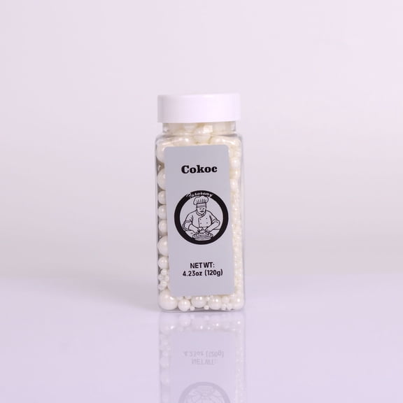 COKOC White Pearl Sprinkles, Edible Sugar Pearls for Cake Decorating, Cupcake Cookie Toppings, Candy Baking Decorations for Weddings, Holidays Parties, 4.23 oz