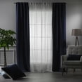 thumbnail image 5 of 3S Brother's 4 Panels Mix and Match Curtains 2 solid Decorative Linen Look curtains and 2 Sheer Linen look Curtains Hanging Back Tap & Rod Pocket Office, Luxury Home Deco Each 28"x95" Navy Blue-Ecru, 5 of 6