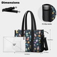 thumbnail image 5 of Teacher Tote Bag,Space Dinosaurs Rockets Planets Teacher Utility Tote Bag,Large Work Tote Bags for Women with Multiple Pockets,Top Zipper Closure,13.8x10.6x6.7 Inch, 5 of 5