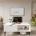 thumbnail image 2 of 41.34 - pulgada de madera coffee mesa: moderno y functional con almacenamiento gabinete, two - tier design, y wave - style sliding doors para estilo rural sala de estar/oficina/lounge, 2 of 7