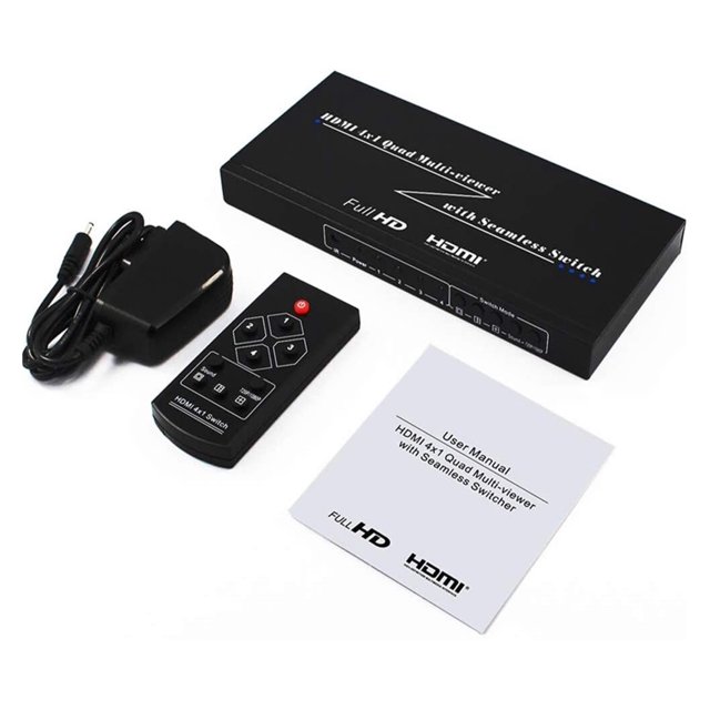 4X1 Multi-Viewer Splitter With Seamless Switcher 4 Ports IR Control