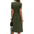 thumbnail image 7 of Women Crew Neck Buttons Decorated Pocket Knitted Midi Dress, 7 of 7