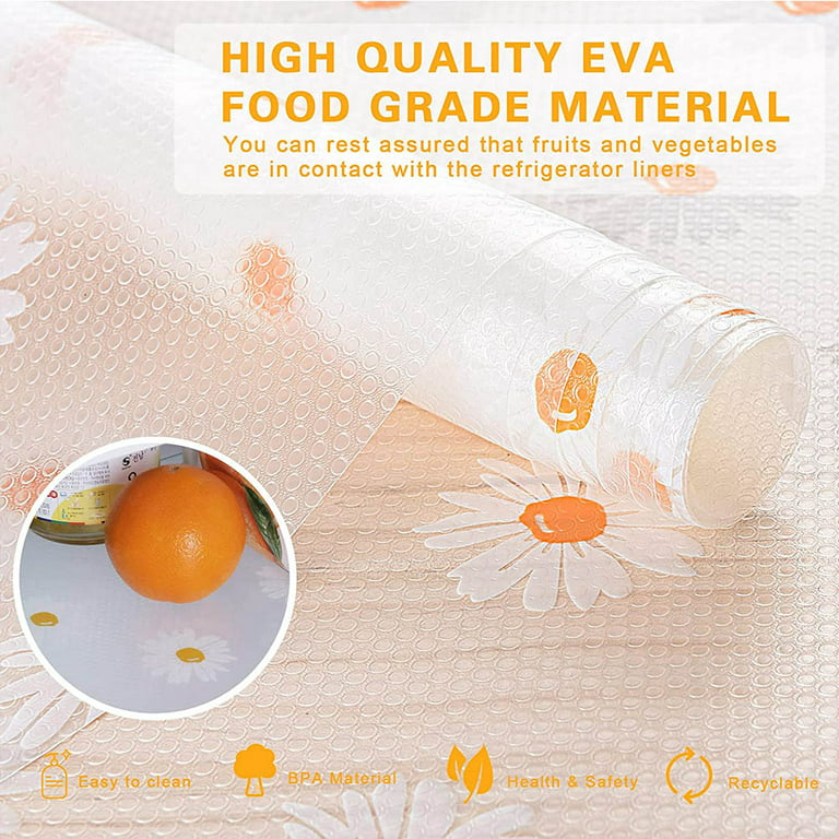 9pcs Refrigerator Liners,Washable Refrigerator Mats Liner,EVA Daisy Refrigerator Liners,Waterproof Non-Slip Fridge Liners for Drawers Cupboard