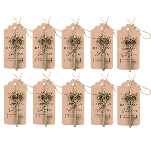 Abrebotellas: abrebotellas vintage con tarjeta de etiqueta para regalos de invitados Cumpleaños Fiesta de bodas Favores 10 piezas