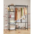 thumbnail image 4 of Sakugi Closet Organizers and Storage. Free Standing Clothes Rack with 6 Hooks, Leveling Feet & Wall Anchor, Wardrobe Closet for Bedroom or Laundry Room, 48.8" x 12.6" x 61.0", Black, 4 of 10