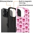 thumbnail image 2 of Magnetic Case for iPhone 16 Pro, Compatible with Magsafe PC Hard Shell Silicone Inner Bumper Anti-Scratch Full-Body Cover Shockproof Slim Design Striped Pink Bow, 2 of 7