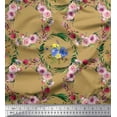 thumbnail image 1 of Soimoi Brown Poly Georgette Fabric Floral Wreath Flower Decor Fabric Printed BTY 42 Inch Wide, 1 of 3