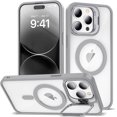 thumbnail image 1 of KOMI Magnetic Case for iPhone 14 Pro Max Case with Camera Stand [Compatible with MagSafe] [Military Drop Tested] Shockproof Slim Clear iPhone 14 Pro Max Phone Case for Women Men Gray, 1 of 4
