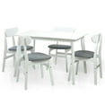 thumbnail image 7 of Dining Room Set of 4 Yumiko Chairs and Rectangular Dining Table Kitchen Modern Solid Wood w/Padded Seat, White Color with Light Gray Cushion, 7 of 7