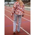 thumbnail image 5 of Women'S Cropped Puffer Jacket Vintage Cardigan Floral Printed Button Open Front Padded Quilted Coats Red S, 5 of 9