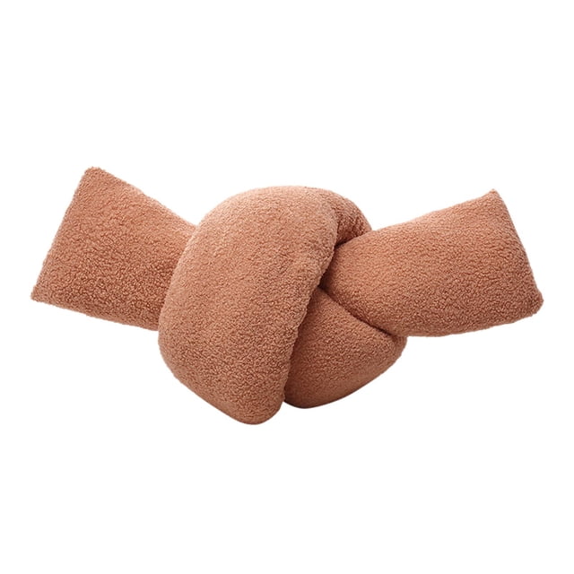 Cojín decorativo con nudo retorcido, cómodo cojín anudado, cojín de peluche suave Marrón claro