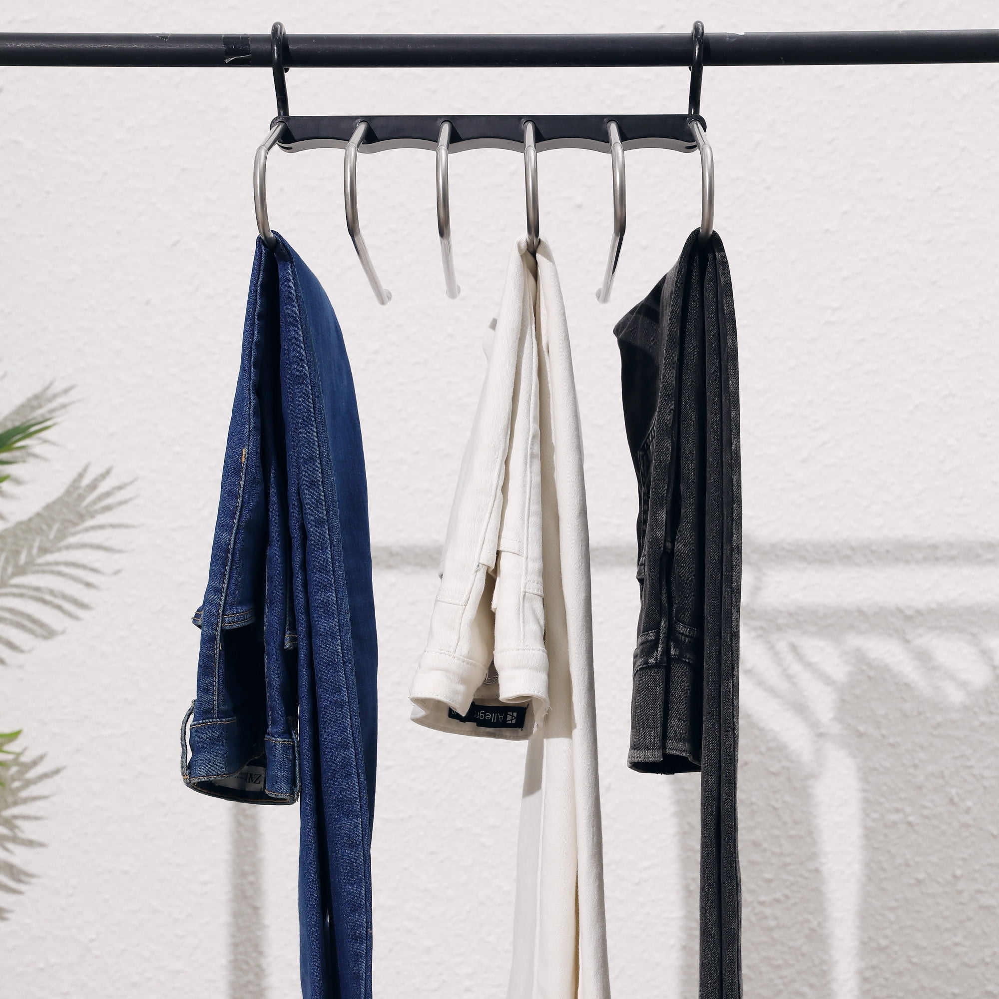 Unique Bargains Space Saving Non Slip Metal Pants Hangers 2 Pcs Black