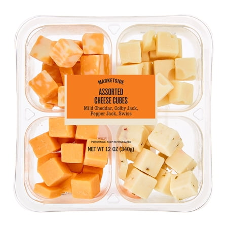 Marketside Cubed Assorted Cheese Cube Tray, 12 oz (Fresh, Plastic Cup)