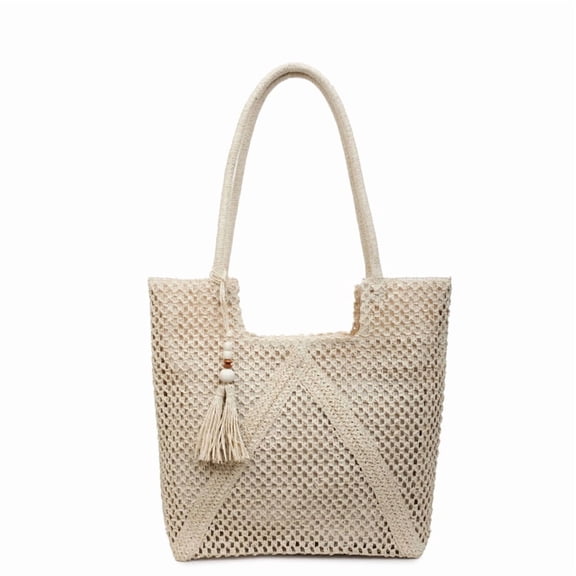 Yucurem Large Summer Boho Woven Bags for Women, Handmade Straw Beach Tote Bags for Vacation Holiday Travel (White)