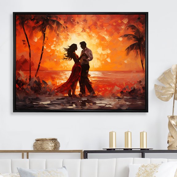 Designart "Salsa Dance Under The Sunset I" Dance Floater Framed Canvas Art Print