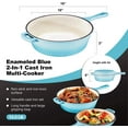 thumbnail image 3 of Enameled Blue 2-in-1 Cast Iron Multi-Cooker Heavy Duty Skillet and Lid Set, 3 of 9