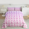 thumbnail image 2 of jejeloiu Ancient Damask Jacquard Queen Comforter Set,Ribbon Bowtie Bow Bedding Sets,Pink White Bedding Comforter Set For Girls,Ultra Soft Home Decor Reversible,3pcs, 2 of 8