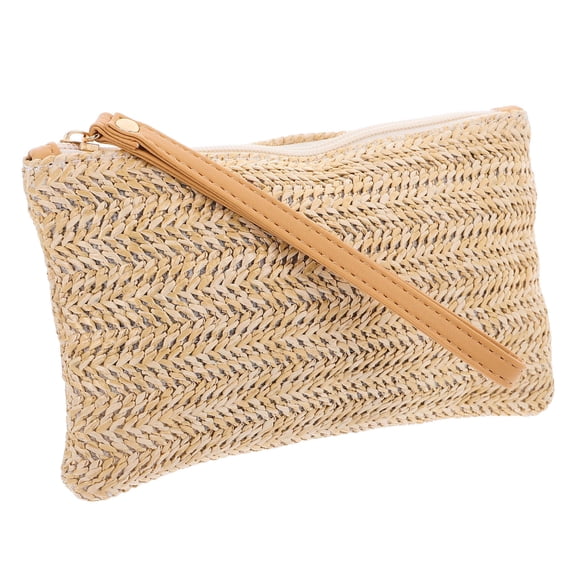 Mobestech Elegant Straw Purse for Women with Zipper Closure, Perfect for Daily Use and Beach Outings, 1 Set