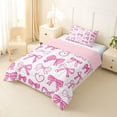 thumbnail image 2 of Manfei Pink Bow Love Heart Line Art Twin Comforter Sets for Girls, Cute Ribbon Bedding Set, Pink Reversible, 2-Piece, 2 of 6
