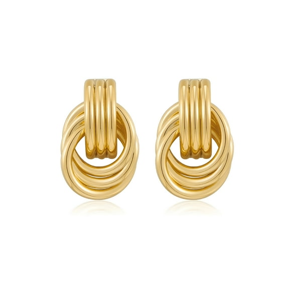 DESIGNICE Gold Chunky Knot Earrings Dangle Drop Statement Earring for Women Trendy Hypoallergenic 18K Gold Plated Vintage Earrings Lightweight Link Unique Jewelry Gifts