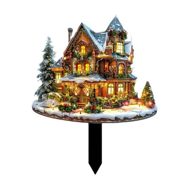 Outdoor Christmas Sign Garden Stake Decoration With Ground Insert For Holiday Yard Display