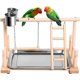 thumbnail image 2 of Bird Playgroud Parrots Wood Perch Playstand Stand Playpen Ladder with Feeder Seed Cups, Bird Ropes, Toys Exercise Play for Cockatiels, Conures, Parakeets, Finch Small Animals, 2 of 5