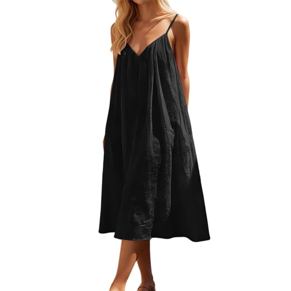 Afdoent Dresses For Women Design Sleeveless Open Back Loose Fit Casual Dress Robe Homewear Midi Dress Travel Outfits