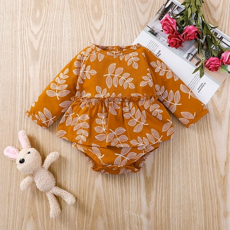 

Leutsin Girls and Toddlers Dress Newborn Infant Baby Girls Long Sleeve Print Bodysuit Skirt Romper Jumpsuit